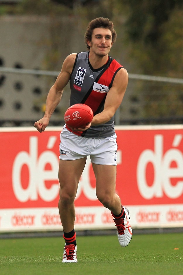 VFL 2015 Rd 07 - Richmond v Essendon MELBOURNE, AUSTRALIA - MAY 30: Lauchlan Dalgleish of the Bombers in action during the round seven VFL match between the Richmond Tigers and the Essendon Bombers at Punt Road Oval on May 30, 2015 in Melbourne, Australia. (Photo by Graham Denholm/AFL Media/Getty Images)